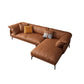 Recessed Arm Tan Contemporary Removable Cushions Faux Leather Sofa & Chaise 104"L x 72"W x 33"H Sponge Clearhalo 'furn' 'furn_sectionals' 'Furniture' 'furniture_sectionals' 'kitchen' 'kitchen_sectionals' 'Living Room Furniture' 'Sectionals' 4773255