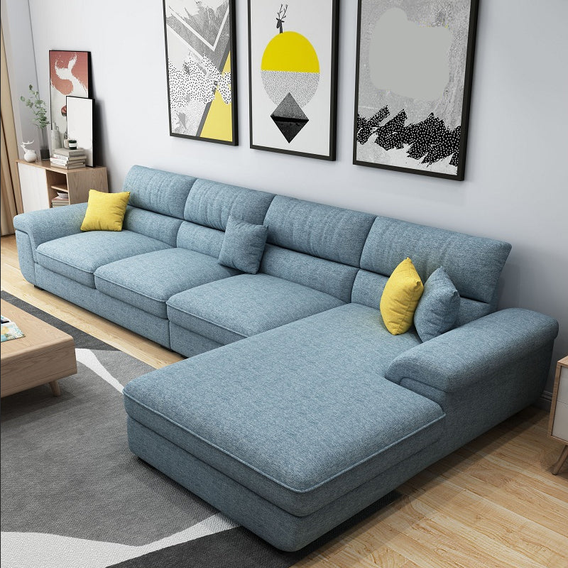37.40"High Pillow Top Arm Sectionals,Casual High Back Sectionals with 4 Pillows Light Blue Clearhalo 'furn' 'furn_sectionals' 'Furniture' 'furniture_sectionals' 'kitchen' 'kitchen_sectionals' 'Living Room Furniture' 'Sectionals' 4773276