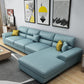 Modern Reversible Chaise Sofa with Pillows Flared Arm Sectionals for Living Room Blue Faux Leather Clearhalo 'furn' 'furn_sectionals' 'Furniture' 'furniture_sectionals' 'kitchen' 'kitchen_sectionals' 'Living Room Furniture' 'Sectionals' 4773291