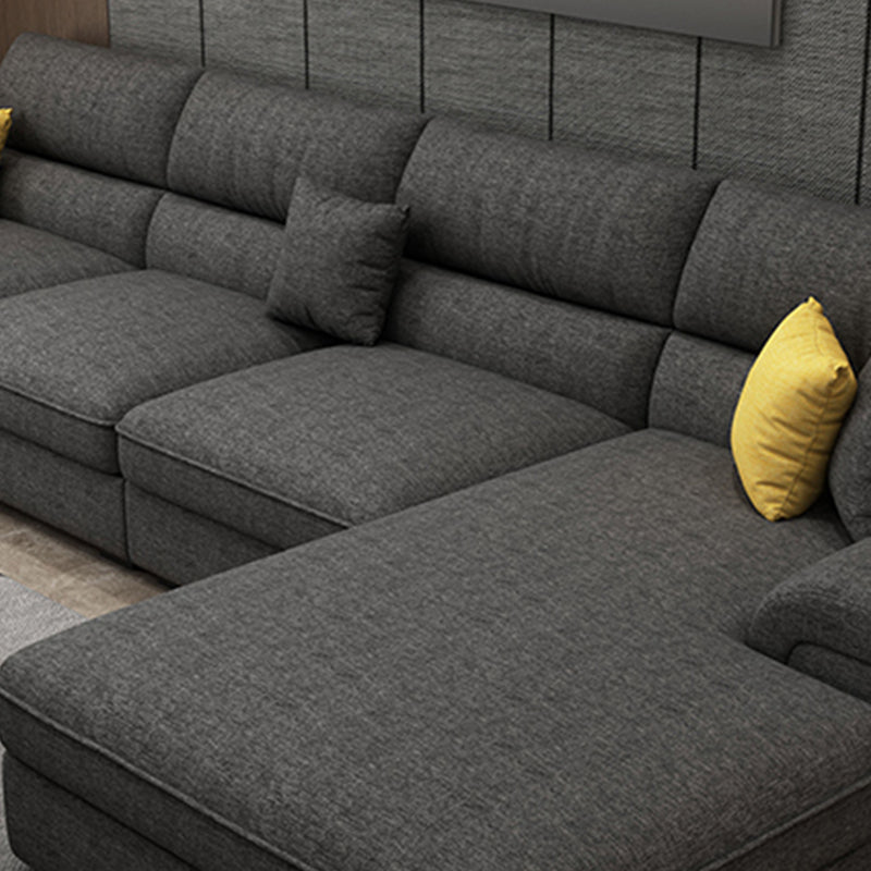Modern Reversible Chaise Sofa with Pillows Flared Arm Sectionals for Living Room Clearhalo 'furn' 'furn_sectionals' 'Furniture' 'furniture_sectionals' 'kitchen' 'kitchen_sectionals' 'Living Room Furniture' 'Sectionals' 4773298