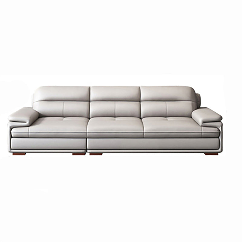 Contemporary Pillowed Back Cushions Sofa/Sectional with Pillow Top Arm 112"L x 39"W x 35"H Genuine Leather Clearhalo 'furn' 'furn_sectionals' 'Furniture' 'furniture_sectionals' 'kitchen' 'kitchen_sectionals' 'Living Room Furniture' 'Sectionals' 4773311