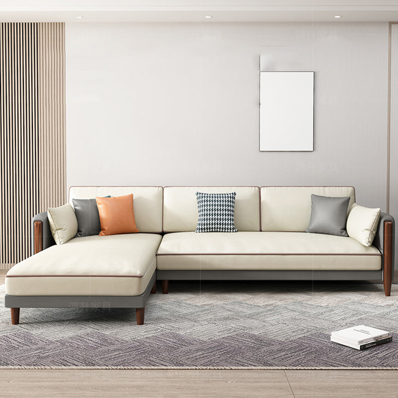 Contemporary Square Arm Sectional with Pillowed Back Cushions Clearhalo 'furn' 'furn_sectionals' 'Furniture' 'furniture_sectionals' 'kitchen' 'kitchen_sectionals' 'Living Room Furniture' 'Sectionals' 4773321