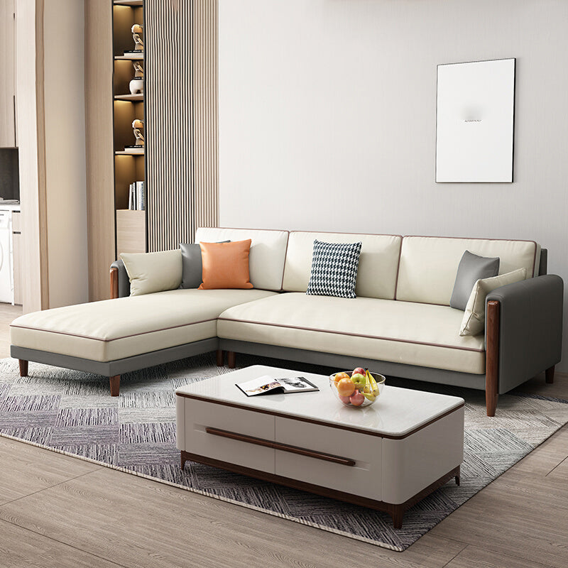 Contemporary Square Arm Sectional with Pillowed Back Cushions 94.5"L x 67"W x 35"H Clearhalo 'furn' 'furn_sectionals' 'Furniture' 'furniture_sectionals' 'kitchen' 'kitchen_sectionals' 'Living Room Furniture' 'Sectionals' 4773322