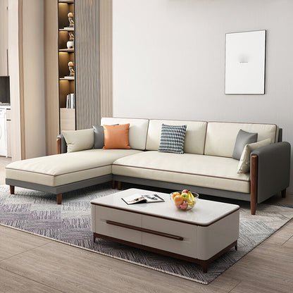 Contemporary Square Arm Sectional with Pillowed Back Cushions 94.5"L x 67"W x 35"H Clearhalo 'furn' 'furn_sectionals' 'Furniture' 'furniture_sectionals' 'kitchen' 'kitchen_sectionals' 'Living Room Furniture' 'Sectionals' 4773322