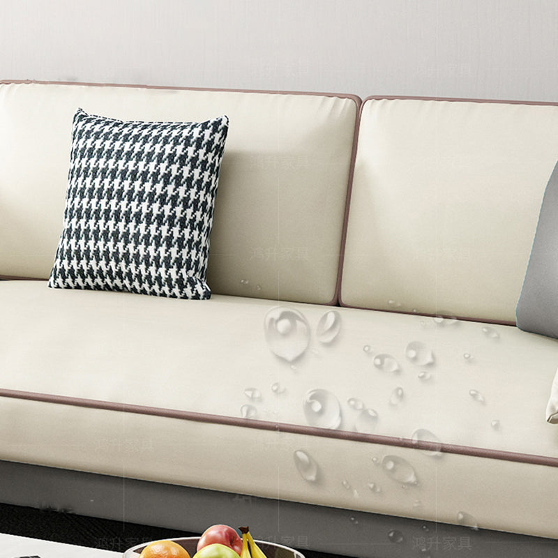Contemporary Square Arm Sectional with Pillowed Back Cushions Clearhalo 'furn' 'furn_sectionals' 'Furniture' 'furniture_sectionals' 'kitchen' 'kitchen_sectionals' 'Living Room Furniture' 'Sectionals' 4773327