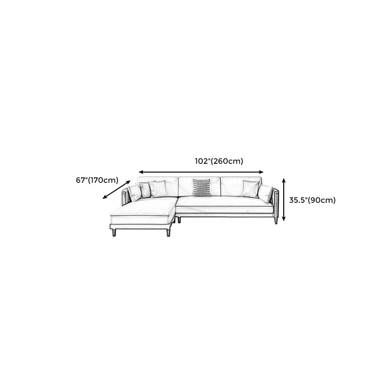Contemporary Square Arm Sectional with Pillowed Back Cushions Clearhalo 'furn' 'furn_sectionals' 'Furniture' 'furniture_sectionals' 'kitchen' 'kitchen_sectionals' 'Living Room Furniture' 'Sectionals' 4773329