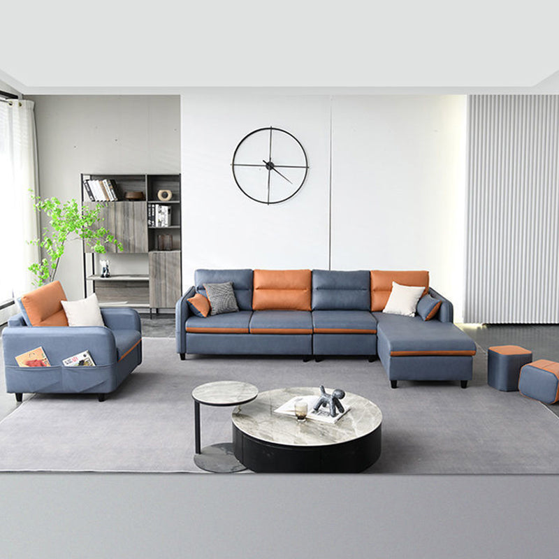 Square Arm Faux leather 102.36"D x 62.99"W x 29.53"H Sectionals with Storage Clearhalo 'furn' 'furn_sectionals' 'Furniture' 'furniture_sectionals' 'kitchen' 'kitchen_sectionals' 'Living Room Furniture' 'Sectionals' 4773348