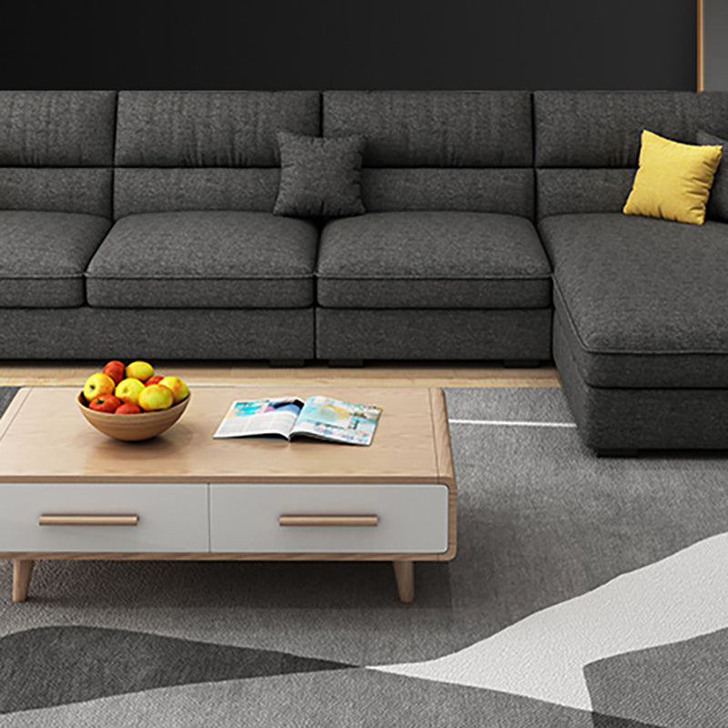 Contemporary L-Shape Sectional with Pillowed Back Cushions for Four People Clearhalo 'furn' 'furn_sectionals' 'Furniture' 'furniture_sectionals' 'kitchen' 'kitchen_sectionals' 'Living Room Furniture' 'Sectionals' 4773364