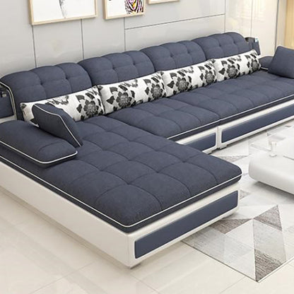 118.11"D x 66.93"W x 25.59"H Tufted Split-Back with Bostol Pillows Sectional Sofa Dark Gray Clearhalo 'furn' 'furn_sectionals' 'Furniture' 'furniture_sectionals' 'kitchen' 'kitchen_sectionals' 'Living Room Furniture' 'Sectionals' 4773378