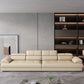 Beige Contemporary Sofa with Pillow Top Arm and Storage 27.6" 142"L x 39"W x 28"H Genuine Leather Clearhalo 'furn' 'furn_sectionals' 'Furniture' 'furniture_sectionals' 'kitchen' 'kitchen_sectionals' 'Living Room Furniture' 'Sectionals' 4773385