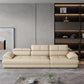 Beige Contemporary Sofa with Pillow Top Arm and Storage 27.6" 110"L x 39"W x 28"H Genuine Leather Clearhalo 'furn' 'furn_sectionals' 'Furniture' 'furniture_sectionals' 'kitchen' 'kitchen_sectionals' 'Living Room Furniture' 'Sectionals' 4773386