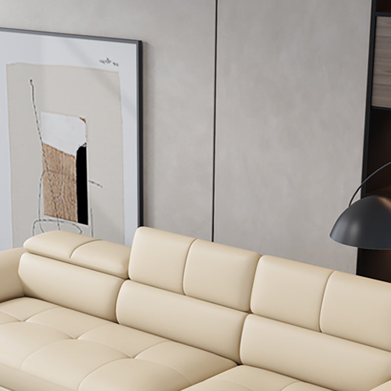 Beige Contemporary Sofa with Pillow Top Arm and Storage 27.6" Clearhalo 'furn' 'furn_sectionals' 'Furniture' 'furniture_sectionals' 'kitchen' 'kitchen_sectionals' 'Living Room Furniture' 'Sectionals' 4773392