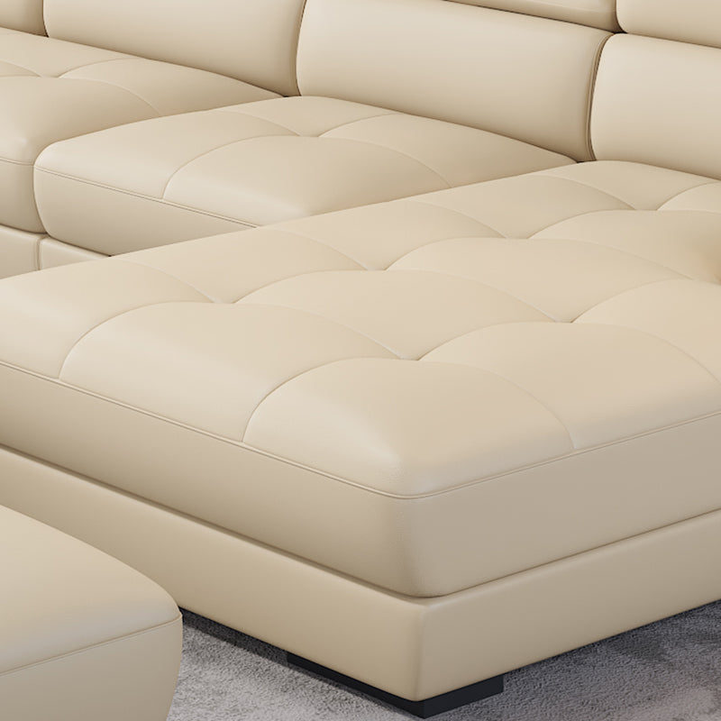 Beige Contemporary Sofa with Pillow Top Arm and Storage 27.6" Clearhalo 'furn' 'furn_sectionals' 'Furniture' 'furniture_sectionals' 'kitchen' 'kitchen_sectionals' 'Living Room Furniture' 'Sectionals' 4773394