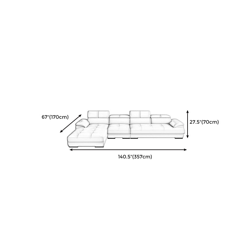 Beige Contemporary Sofa with Pillow Top Arm and Storage 27.6" Clearhalo 'furn' 'furn_sectionals' 'Furniture' 'furniture_sectionals' 'kitchen' 'kitchen_sectionals' 'Living Room Furniture' 'Sectionals' 4773398