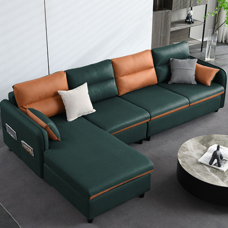 Faux leather Square Arm 102.36"D x 62.99"W x 29.53"H Sectionals with Storage Clearhalo 'furn' 'furn_sectionals' 'Furniture' 'furniture_sectionals' 'kitchen' 'kitchen_sectionals' 'Living Room Furniture' 'Sectionals' 4773399