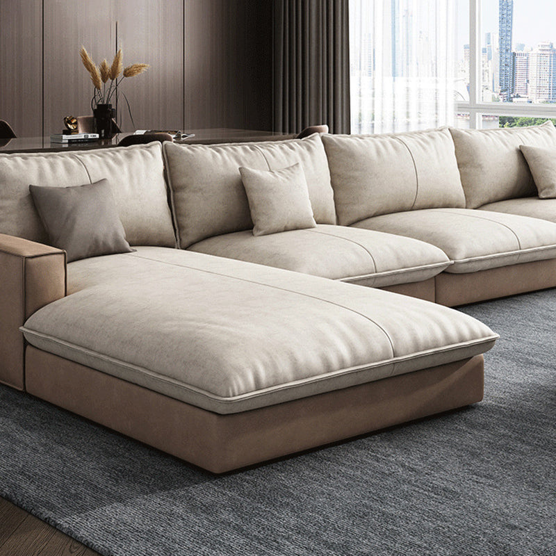 Assembled Living Room Square Arm Modular Contemporary Sofa & Chaise Clearhalo 'furn' 'furn_sectionals' 'Furniture' 'furniture_sectionals' 'kitchen' 'kitchen_sectionals' 'Living Room Furniture' 'Sectionals' 4773417