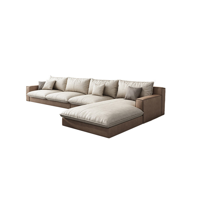Assembled Living Room Square Arm Modular Contemporary Sofa & Chaise 137"L x 69"W x 37"H Sponge Clearhalo 'furn' 'furn_sectionals' 'Furniture' 'furniture_sectionals' 'kitchen' 'kitchen_sectionals' 'Living Room Furniture' 'Sectionals' 4773420