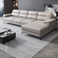 Contemporary Light Grey Sofa with Pillow Top Arm for Apartment 35.43" 142"L x 67"W x 35"H Genuine Leather Clearhalo 'furn' 'furn_sectionals' 'Furniture' 'furniture_sectionals' 'kitchen' 'kitchen_sectionals' 'Living Room Furniture' 'Sectionals' 4773435