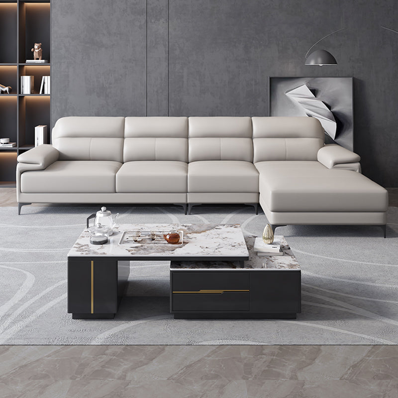 Contemporary Light Grey Sofa with Pillow Top Arm for Apartment 35.43" Clearhalo 'furn' 'furn_sectionals' 'Furniture' 'furniture_sectionals' 'kitchen' 'kitchen_sectionals' 'Living Room Furniture' 'Sectionals' 4773436