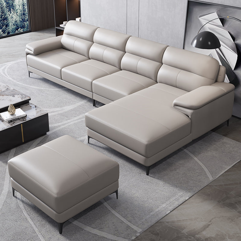 Contemporary Light Grey Sofa with Pillow Top Arm for Apartment 35.43" Clearhalo 'furn' 'furn_sectionals' 'Furniture' 'furniture_sectionals' 'kitchen' 'kitchen_sectionals' 'Living Room Furniture' 'Sectionals' 4773437