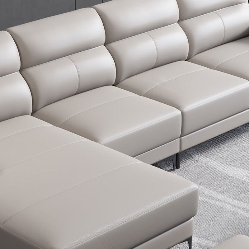 Contemporary Light Grey Sofa with Pillow Top Arm for Apartment 35.43" Clearhalo 'furn' 'furn_sectionals' 'Furniture' 'furniture_sectionals' 'kitchen' 'kitchen_sectionals' 'Living Room Furniture' 'Sectionals' 4773441