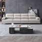 Contemporary Light Grey Sofa with Pillow Top Arm for Apartment 35.43" 142"L x 39"W x 35"H Leather Clearhalo 'furn' 'furn_sectionals' 'Furniture' 'furniture_sectionals' 'kitchen' 'kitchen_sectionals' 'Living Room Furniture' 'Sectionals' 4773444