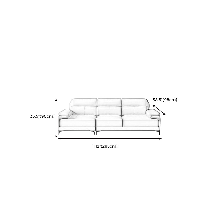 Contemporary Light Grey Sofa with Pillow Top Arm for Apartment 35.43" Clearhalo 'furn' 'furn_sectionals' 'Furniture' 'furniture_sectionals' 'kitchen' 'kitchen_sectionals' 'Living Room Furniture' 'Sectionals' 4773447