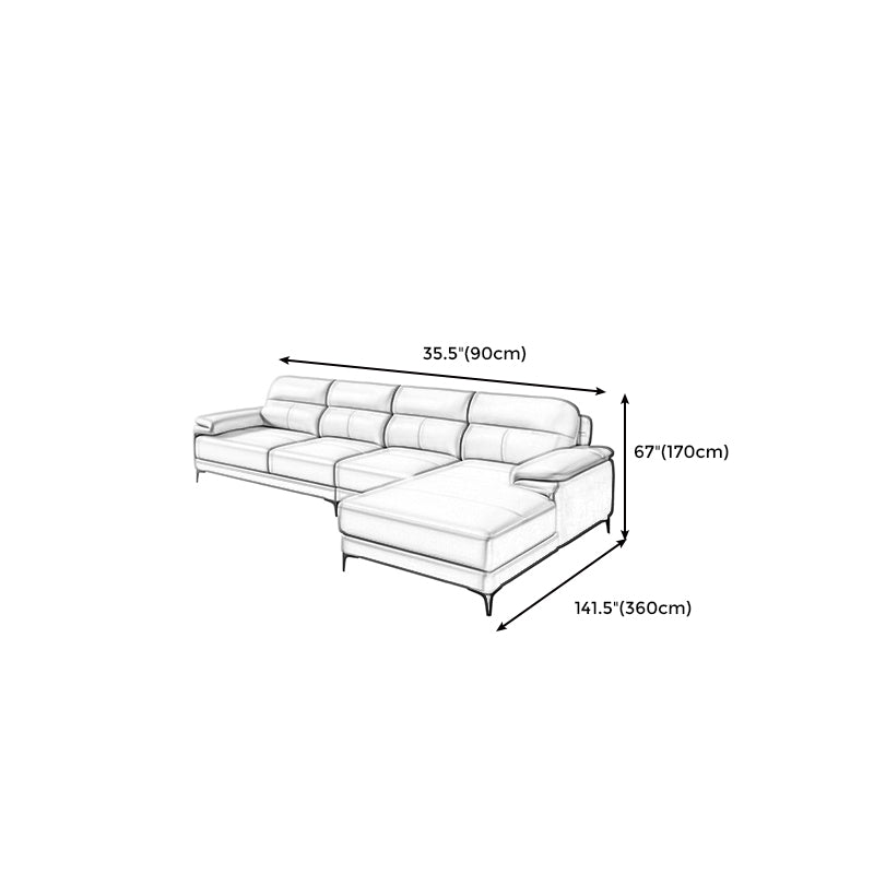 Contemporary Light Grey Sofa with Pillow Top Arm for Apartment 35.43" Clearhalo 'furn' 'furn_sectionals' 'Furniture' 'furniture_sectionals' 'kitchen' 'kitchen_sectionals' 'Living Room Furniture' 'Sectionals' 4773450