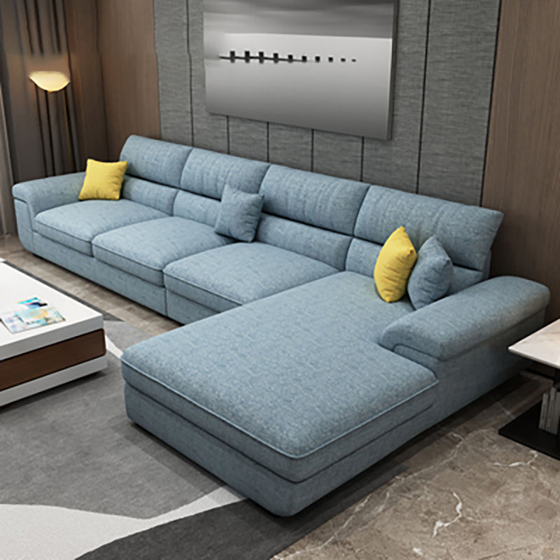 Modern Reversible Chaise Sofa with Flared Arm for Living Room 37.4" Light Blue Clearhalo 'furn' 'furn_sectionals' 'Furniture' 'furniture_sectionals' 'kitchen' 'kitchen_sectionals' 'Living Room Furniture' 'Sectionals' 4773455
