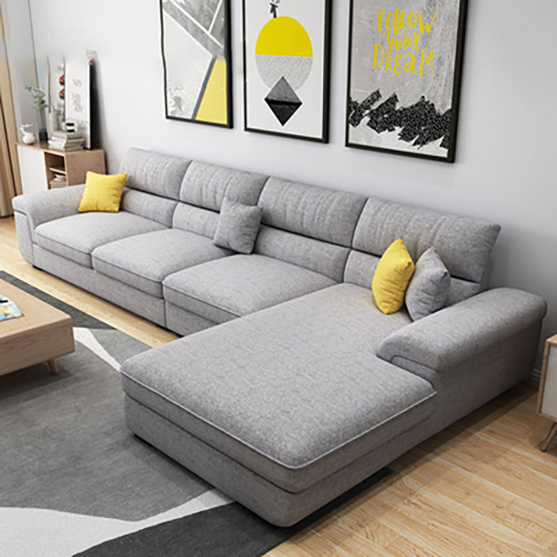 Modern Reversible Chaise Sofa with Flared Arm for Living Room 37.4" Grey Clearhalo 'furn' 'furn_sectionals' 'Furniture' 'furniture_sectionals' 'kitchen' 'kitchen_sectionals' 'Living Room Furniture' 'Sectionals' 4773461
