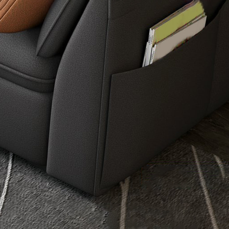 Modern Stain Resistant Faux Leather Pillow Top Arm Sofa with Bolster Pillows Clearhalo 'furn' 'furn_sectionals' 'Furniture' 'furniture_sectionals' 'kitchen' 'kitchen_sectionals' 'Living Room Furniture' 'Sectionals' 4773467