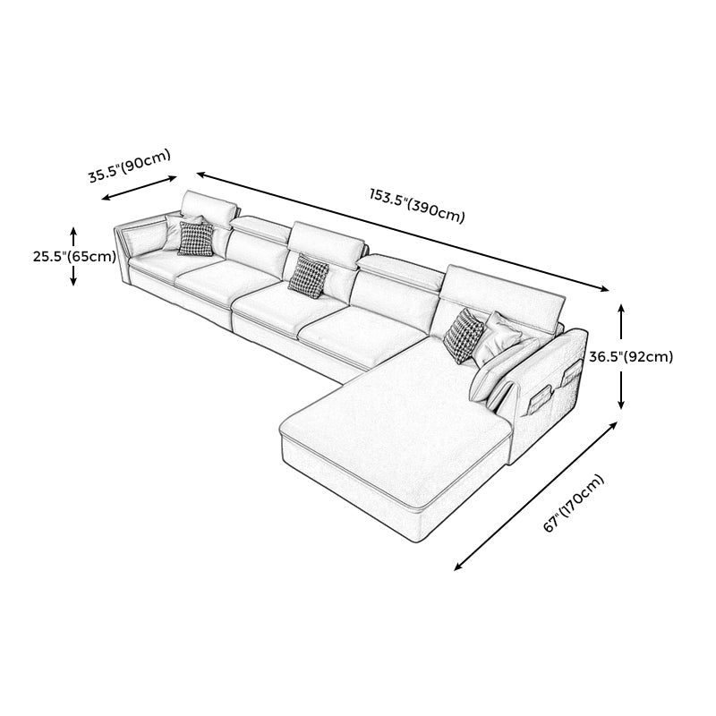 Modern Stain Resistant Faux Leather Pillow Top Arm Sofa with Bolster Pillows Clearhalo 'furn' 'furn_sectionals' 'Furniture' 'furniture_sectionals' 'kitchen' 'kitchen_sectionals' 'Living Room Furniture' 'Sectionals' 4773477