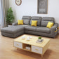 Grey Contemporary Sloped Arm Sofa with Bolster Pillows for Living Room 87"L x 63"W x 37"H Faux Leather Clearhalo 'furn' 'furn_sectionals' 'Furniture' 'furniture_sectionals' 'kitchen' 'kitchen_sectionals' 'Living Room Furniture' 'Sectionals' 4773505