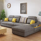 Grey Contemporary Sloped Arm Sofa with Bolster Pillows for Living Room 110"L x 63"W x 37"H Linen Latex Clearhalo 'furn' 'furn_sectionals' 'Furniture' 'furniture_sectionals' 'kitchen' 'kitchen_sectionals' 'Living Room Furniture' 'Sectionals' 4773507