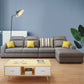 Grey Contemporary Sloped Arm Sofa with Bolster Pillows for Living Room 110"L x 63"W x 37"H Faux Leather Sponge Clearhalo 'furn' 'furn_sectionals' 'Furniture' 'furniture_sectionals' 'kitchen' 'kitchen_sectionals' 'Living Room Furniture' 'Sectionals' 4773508