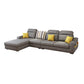 Grey Contemporary Sloped Arm Sofa with Bolster Pillows for Living Room 110"L x 63"W x 37"H Linen Sponge Clearhalo 'furn' 'furn_sectionals' 'Furniture' 'furniture_sectionals' 'kitchen' 'kitchen_sectionals' 'Living Room Furniture' 'Sectionals' 4773513