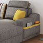 Grey Contemporary Sloped Arm Sofa with Bolster Pillows for Living Room Clearhalo 'furn' 'furn_sectionals' 'Furniture' 'furniture_sectionals' 'kitchen' 'kitchen_sectionals' 'Living Room Furniture' 'Sectionals' 4773515