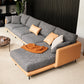 Modern Tuxedo Arm Removable Cushions Sofa with Pillows 35.43" for Living Room 146"L x 67"W x 35"H Orange Dark Grey Right Clearhalo 'furn' 'furn_sectionals' 'Furniture' 'furniture_sectionals' 'kitchen' 'kitchen_sectionals' 'Living Room Furniture' 'Sectionals' 4773525