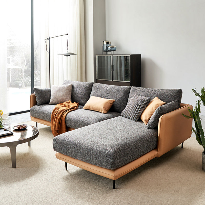 Modern Tuxedo Arm Removable Cushions Sofa with Pillows 35.43" for Living Room Clearhalo 'furn' 'furn_sectionals' 'Furniture' 'furniture_sectionals' 'kitchen' 'kitchen_sectionals' 'Living Room Furniture' 'Sectionals' 4773529