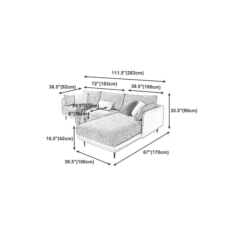 Modern Tuxedo Arm Removable Cushions Sofa with Pillows 35.43" for Living Room Clearhalo 'furn' 'furn_sectionals' 'Furniture' 'furniture_sectionals' 'kitchen' 'kitchen_sectionals' 'Living Room Furniture' 'Sectionals' 4773543