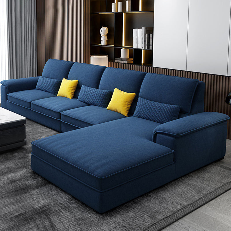 Assembled Settee Furniture Faux Leather and Fabric Bench Seating Dark Blue Clearhalo 'furn' 'furn_sectionals' 'Furniture' 'furniture_sectionals' 'kitchen' 'kitchen_sectionals' 'Living Room Furniture' 'Sectionals' 4773545