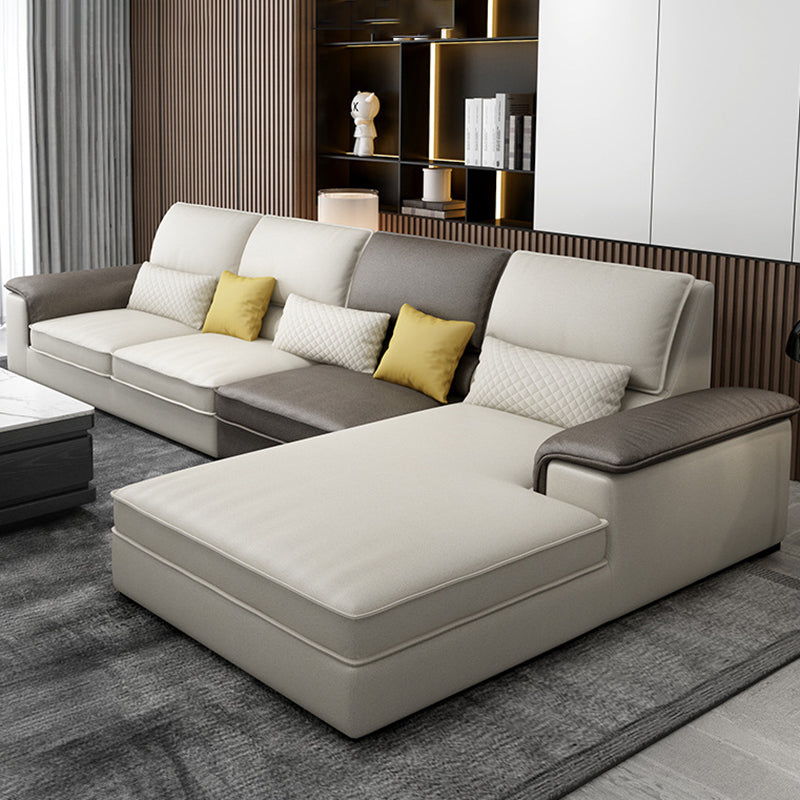 Assembled Settee Furniture Faux Leather and Fabric Bench Seating Light Yellow Clearhalo 'furn' 'furn_sectionals' 'Furniture' 'furniture_sectionals' 'kitchen' 'kitchen_sectionals' 'Living Room Furniture' 'Sectionals' 4773546