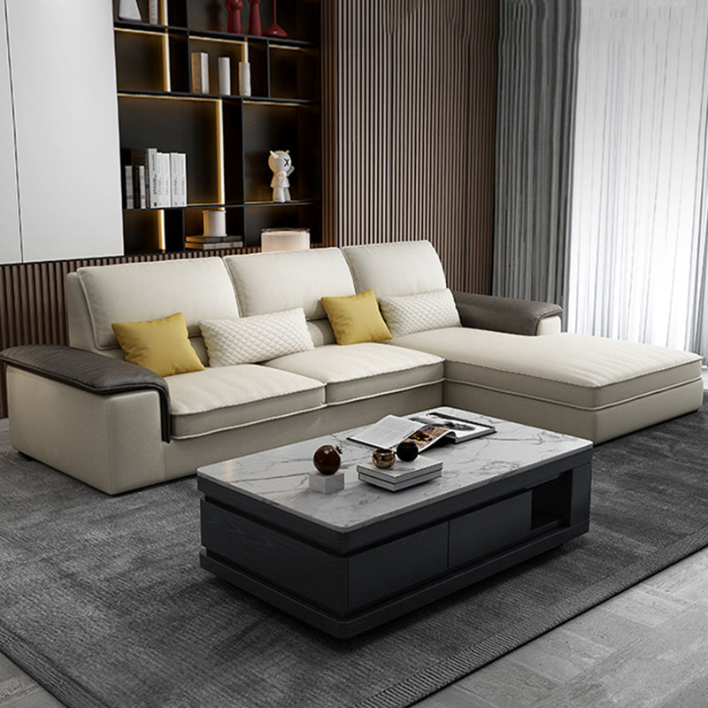 Assembled Settee Furniture Faux Leather and Fabric Bench Seating Clearhalo 'furn' 'furn_sectionals' 'Furniture' 'furniture_sectionals' 'kitchen' 'kitchen_sectionals' 'Living Room Furniture' 'Sectionals' 4773547