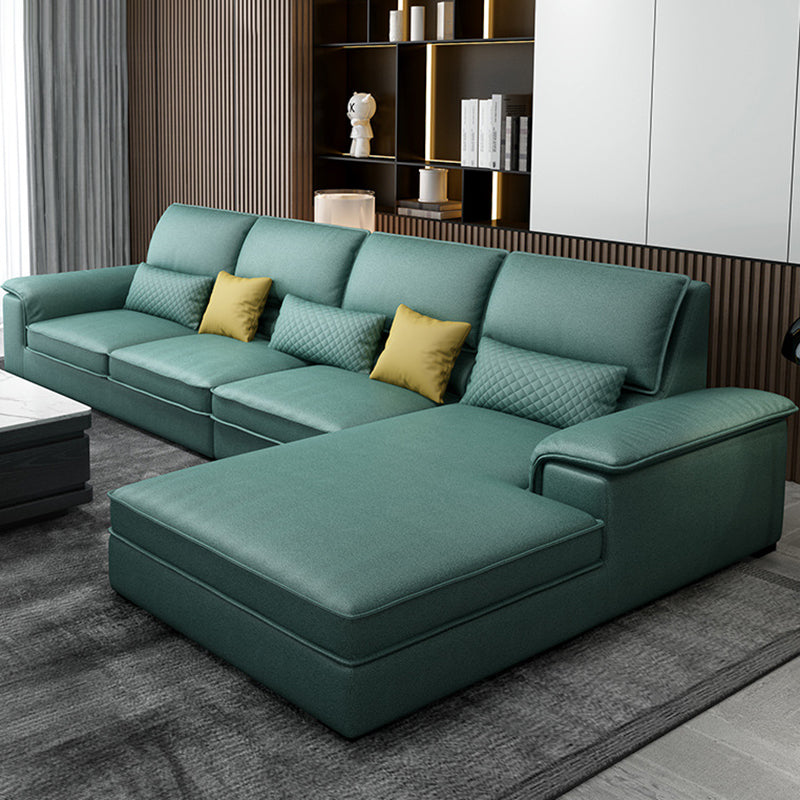 Assembled Settee Furniture Faux Leather and Fabric Bench Seating Cyan Clearhalo 'furn' 'furn_sectionals' 'Furniture' 'furniture_sectionals' 'kitchen' 'kitchen_sectionals' 'Living Room Furniture' 'Sectionals' 4773555