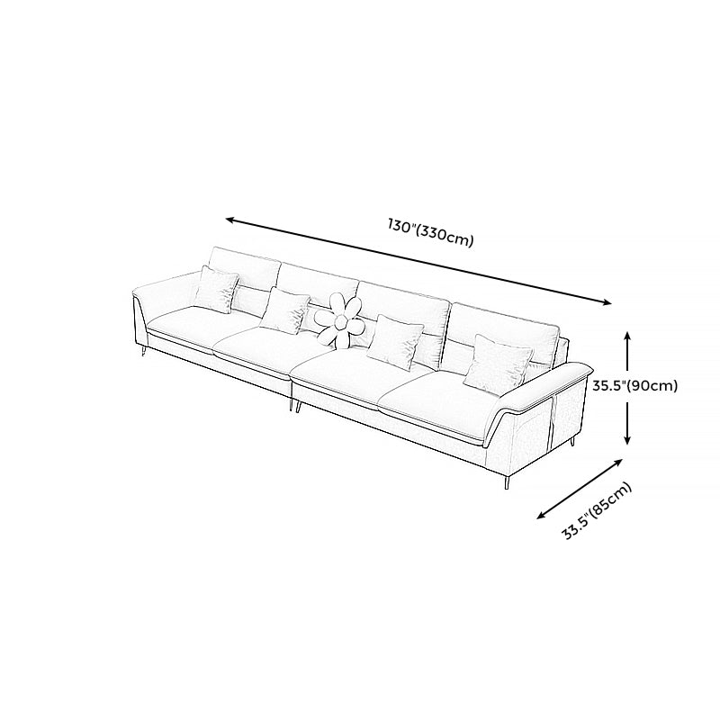 Modern Faux Leather Square Arm Sofa with Bolster Pillows for Living Room Clearhalo 'furn' 'furn_sectionals' 'Furniture' 'furniture_sectionals' 'kitchen' 'kitchen_sectionals' 'Living Room Furniture' 'Sectionals' 4773571