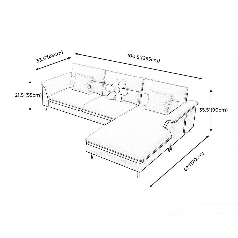 Modern Faux Leather Square Arm Sofa with Bolster Pillows for Living Room Clearhalo 'furn' 'furn_sectionals' 'Furniture' 'furniture_sectionals' 'kitchen' 'kitchen_sectionals' 'Living Room Furniture' 'Sectionals' 4773572