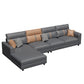 Stain Resistant Faux Leather Square Arm Sofa with Bolster Pillows for Living Room Latex Clearhalo 'furn' 'furn_sectionals' 'Furniture' 'furniture_sectionals' 'kitchen' 'kitchen_sectionals' 'Living Room Furniture' 'Sectionals' 4773577