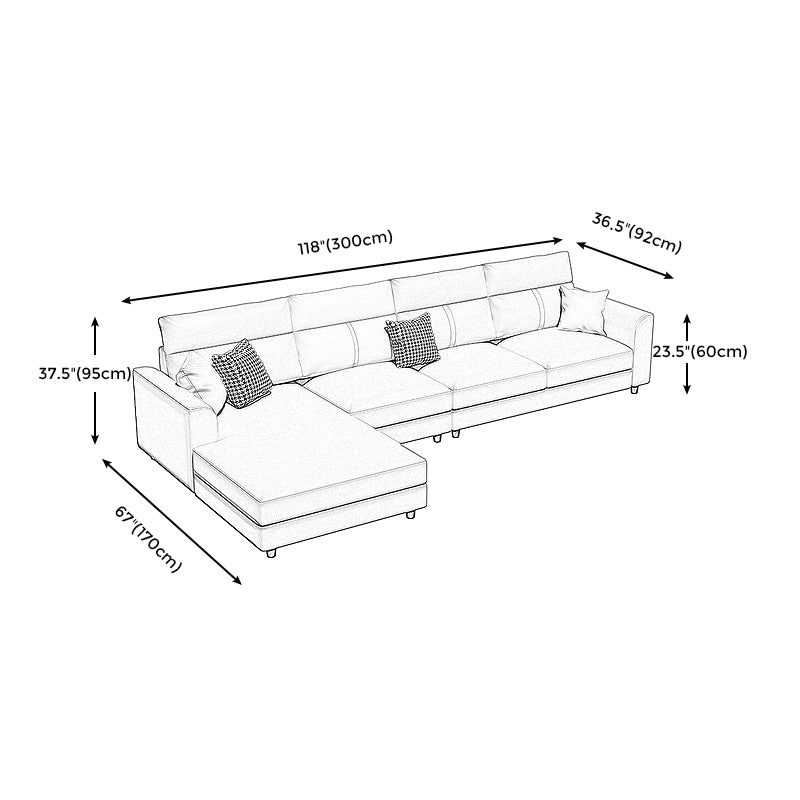 Stain Resistant Faux Leather Square Arm Sofa with Bolster Pillows for Living Room Clearhalo 'furn' 'furn_sectionals' 'Furniture' 'furniture_sectionals' 'kitchen' 'kitchen_sectionals' 'Living Room Furniture' 'Sectionals' 4773583
