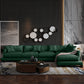 Forest Green Genuine Leather Square Arm Settee Furniture with Pillows Clearhalo 'furn' 'furn_sectionals' 'Furniture' 'furniture_sectionals' 'kitchen' 'kitchen_sectionals' 'Living Room Furniture' 'Sectionals' 4773589