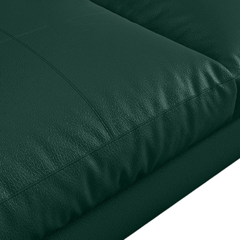 Forest Green Genuine Leather Square Arm Settee Furniture with Pillows Clearhalo 'furn' 'furn_sectionals' 'Furniture' 'furniture_sectionals' 'kitchen' 'kitchen_sectionals' 'Living Room Furniture' 'Sectionals' 4773598
